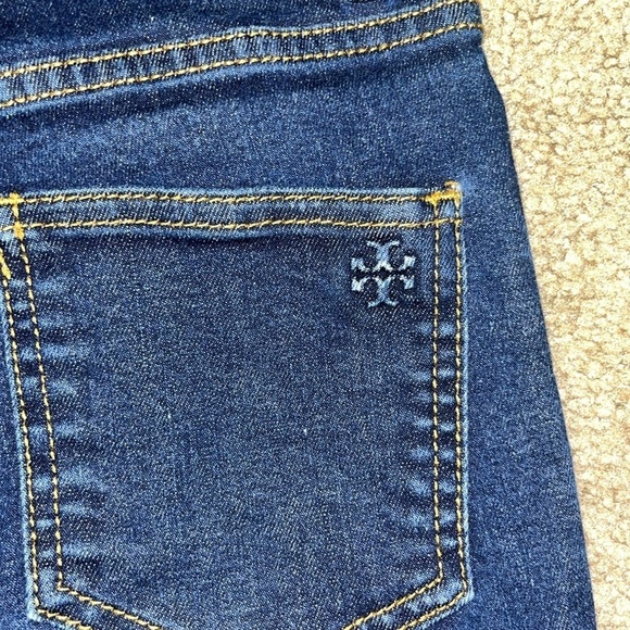 Tory Burch Button Fly High Waisted Ankle Jean Dark Wash Blue 24 - Picture 8 of 10